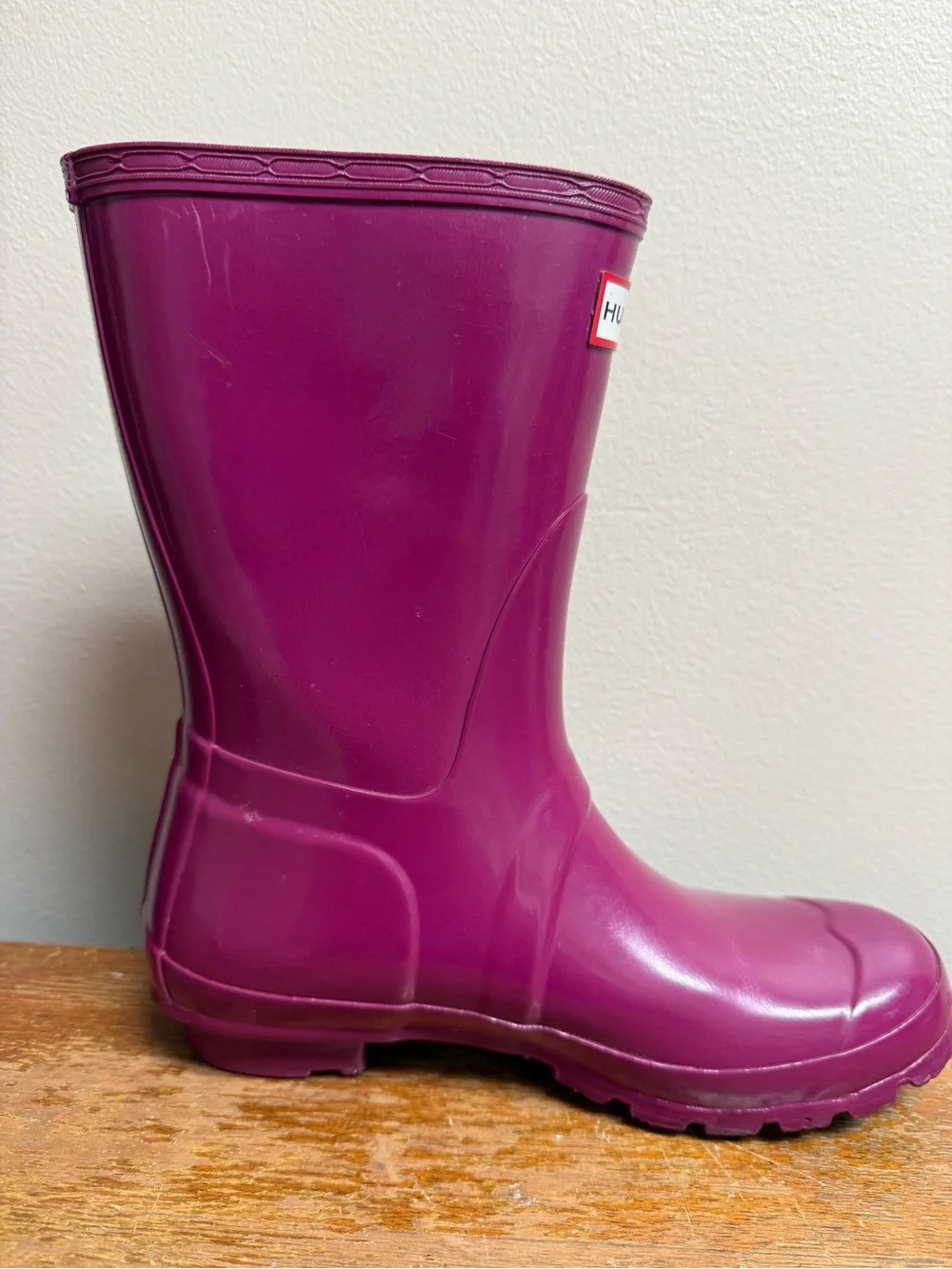 Hunter Original Gloss Short Rain Boots Purple Plum Waterproof Women’s US 6 EU 5